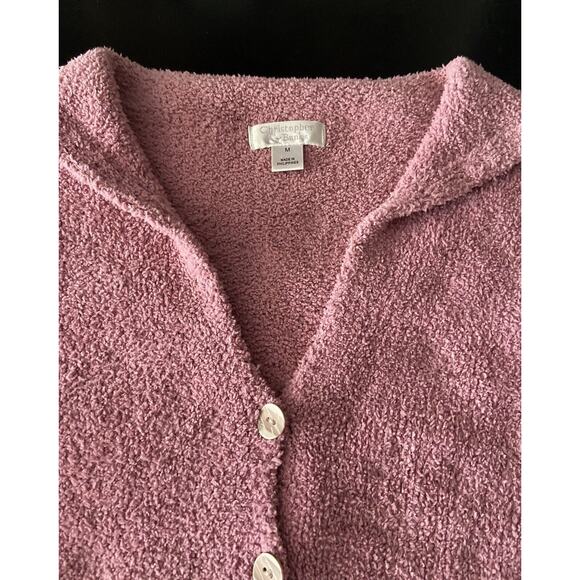 CHRISTOPHER & BANKS Pink Sherpa Button Down Sweater w/Sailor Style Collar sz M - Picture 3 of 6